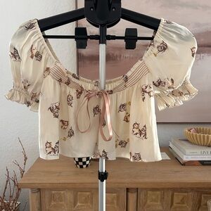 Urban Outfitters - Cream Crop Top